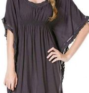 Monoreno Dark Gray Kaftan Crochet Trim Tunic Dress Size Medium
