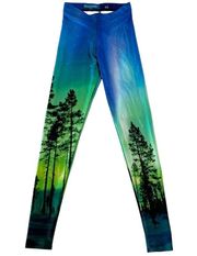 BlackMilk Clothing XS Women’s Museum Aurora Sky Leggings Trees