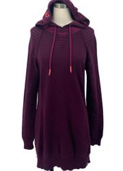 Title Nine Dekker Beach Hooded Tunic Sweater Cotton Pullover Purple Womens M