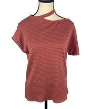 Gibson Look Women’s Cold Shoulder Ruched Knit Top Terracotta/Pinkish Hue Size XS