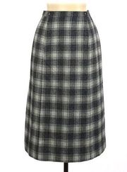 Pendleton Midi Skirt Plaid Wool Gray Vintage ‘70s Vintage 14 Modern Size 6/8