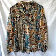 Melissa Paige Long Sleeve Sheer Aztec Paisley Shirt L