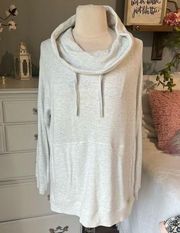 Cozy Pullover Cowl Neck Heather Ivory Soft Womens Medium Casual Loungewear