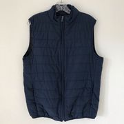 Chaps navy puff vest zip up jacket women size medium