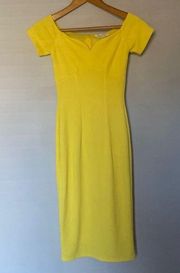 Miss Selfridge Yellow Sweetheart Neckline Dress Size 2