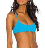 Revolve Superdown Aqua Blue Ribbed Bikini Top SMALL Bralette Crop Sporty Mia NEW