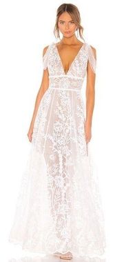 🆕 BRONX & BANCO Tunisia Embroidered Tulle Bridal Gown in White Sz 4 US