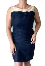 Kate Spade Navy Blue & Cream Sheath Wiggle Dress Size 8