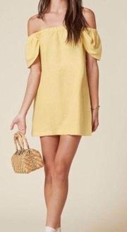 Reformation Jony Dress Size XS Pastel Yellow Off The Shoulder Linen