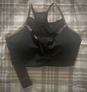 - Medium Impact Black And Gold Sports Bra