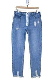 Princess Polly Womens 6 Exposed Zipper Distressed Ankle Jeans