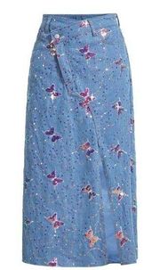 SHEIN MOD Butterfly Sequin Split Thigh Denim Skirt - Size 28-Y2K