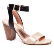 BCBGeneration Sandals PL-Sarita-X Ankle Strap Block Heel Black Nude Size 8M $109