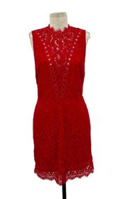 Free People x Saylor Cherie Lace Mini Dress in Red Size Small