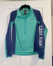 PINK - Victoria's Secret VS PINK Teal Green & Blue Quarter Zip Half Zip Up Pullover Jacket