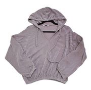 Tres Bien Womens Size S Purple Ribbed Pullover Semicrop Hoodie Sweatshirt Casual