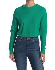 Abound Womens Green Textured Crop Pullover Sweater