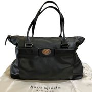 Kate Spade New York Theresa Hampton Road Black Leather Satchel Handbag Purse