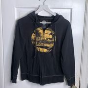 Life Is Good Women's Black Sun Island Hooded Sweatshirt Jacket Zip Hoodie Sz S