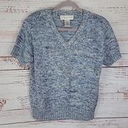 Evan Picone Vintage Blue Heathered Knit V-Neck Women's Blouse Size Medium