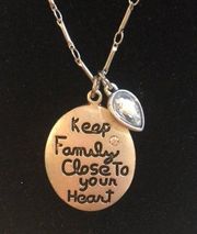 Keep Family Close To Your Heart Birthstone Necklace Womens 18in Great Gift