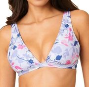 Splendid Swim Top Floral Flurry Bikini RSC Halter Bra Sz L NWT Blue Pink Floral