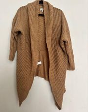 Lucky Brand Assymetrical Hem Camel Tan Cardigan Open Front Sweater