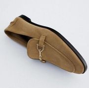 Zara Suede Mocassin Suede Loafers Beige 38