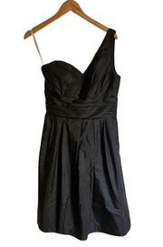 David’s Bridal One Shoulder Formal Black A Line Dress Size 6