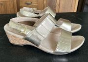 Vionic | Marian Gold Wedge Arch Support Orthopedic Metallic Wedge Sandals | 9.5