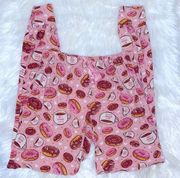 Charlotte Russe Pink and Brown Donut and Coffee Print Pajama Pants