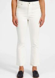 Kick Crop High Rise Straight Leg Raw Hem Jeans Size 27 White / Cream