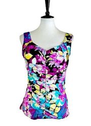 Azul Maxine of Hollywood Women’s Plus One Piece Swimsuit Retro Floral Size 16W
