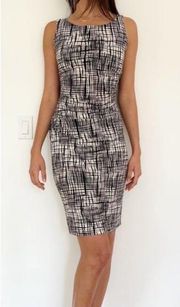 Norma Kamali Sleeveless Stretch Jersey Ruched Mini Dress Broken Mesh Size Small