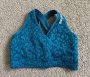 Gymshark  Adapt Animal Seamless Teal Blue Strappy Sports Bra Size Small