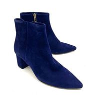 L’agence Jeanne Block Heel Bootie in Suede Midnight Navy Blue