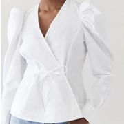 Jason‎ Wu Puff Sleeve Wrap Long Sleeve Blouse Small