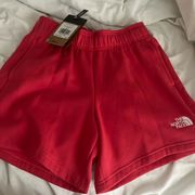 North face clay red new with tag sweat shorts size small