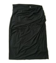 NWT MM. Lafleur Soho Pencil in Black Ruched Stretch Jersey Pull-on Skirt L $140