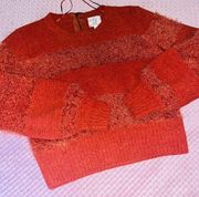 Ribbed Knit Pattern Drop Shoulder Cropped Sweater NWOT