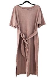 DULUTH Trading Midi Belted Shirt Dress Dusty Rose Sz L