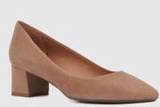 Aquatalia Pumps Womens Size 7.5 Tan Suede Slip On Block Heel