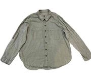 Universal Threads Universal Thread Olive Green Long Sleeve Collared Button-Up Shirt Size Large