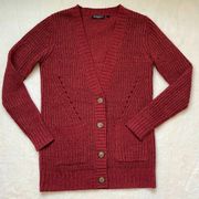 Brave Soul London Tally Cable Knitted Cardigan in Rust Size 12 Uk/ 8 US