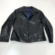 Black Leather Full Zip Jacket Thinsulate Lining L