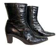 Aquatalia Black Patent Leather Ankle Boots heeled Booties Size 8