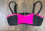 Oakley Color Block Bandeau Strapped/Strapless Pink/Gray Bikini Top