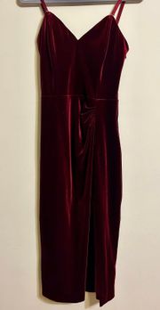 Red Velour Bodycon Dress Women’s Small