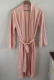 Knit Waffle Knit Lounge Robe Light Peach Pink Open Front with Tie Spa XS/S/M