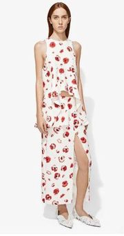 $1950 Proenza Schouler 2 High Slit Midi Skirt Peplum Poppy Cream White Red Black